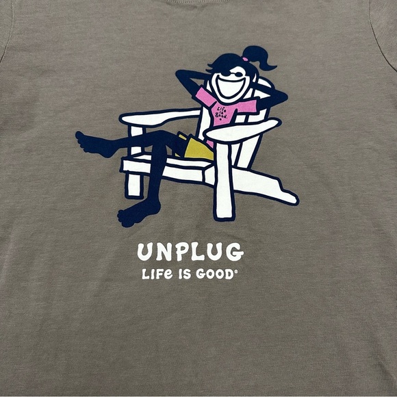 Life Is Good Crusher Unplug Logo Graphic T-shirt Size Small - Picture 6 of 6